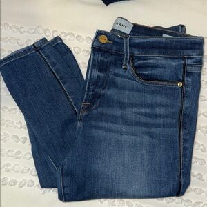 Frame Leather Stripe Lined Le High Skinny Jean Size 29